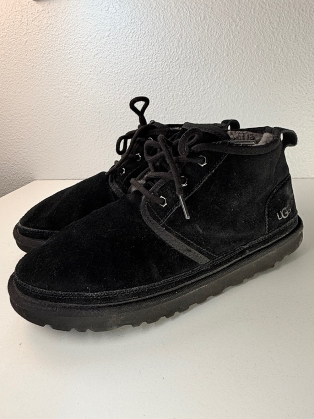 UGG Neumel Black Suede Shearling Chukka Boots Mens 10